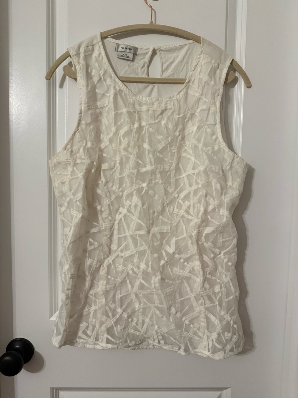 Van Heusen Ivory Textured Sleeveless Blouse